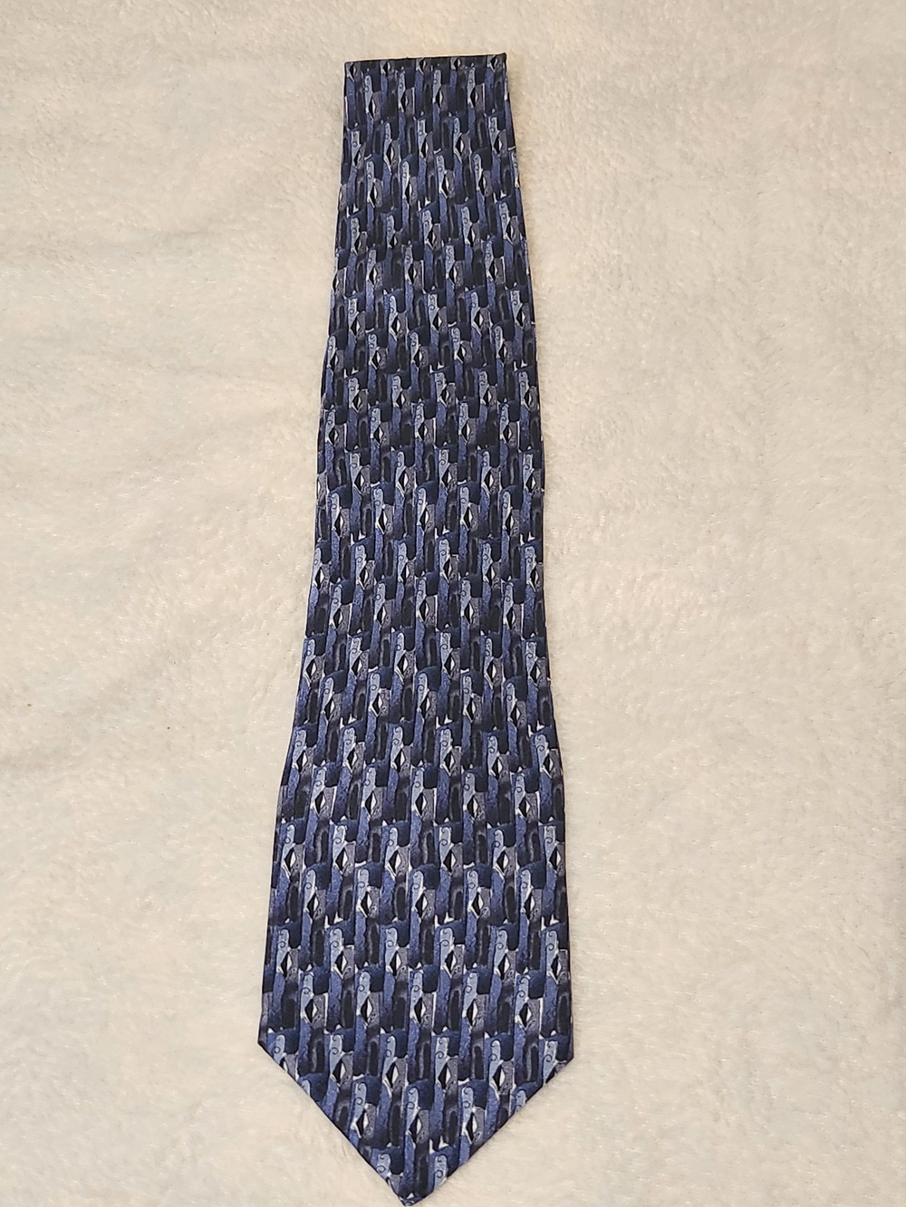 Vintage J Garcia Blue Gray Abstract Silk Necktie Grateful Dead Art